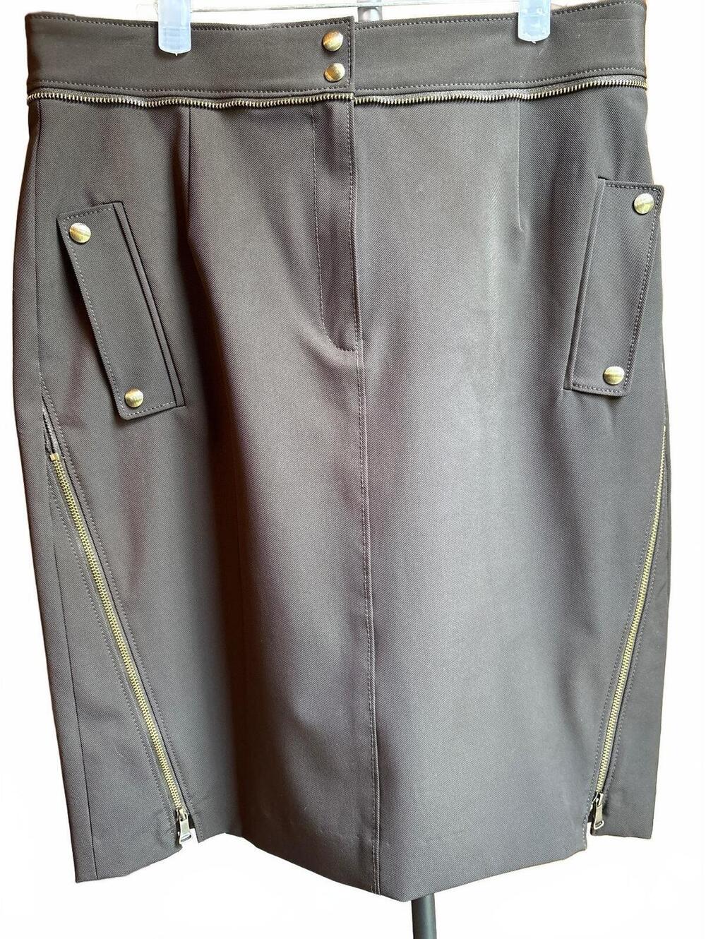 Worth Collection Brown Zipper Skirt 10